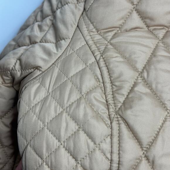 Michael Kors Khaki Diamond Quilted Field Jacket Coat Button Up Womens Large L - Picture 12 of 12
